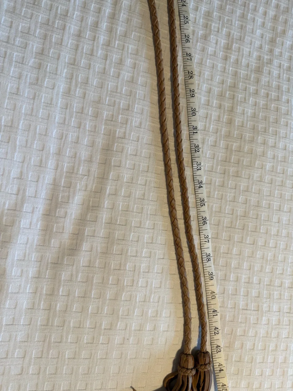 Sundance Braided Leather Tassel Strap in Tan